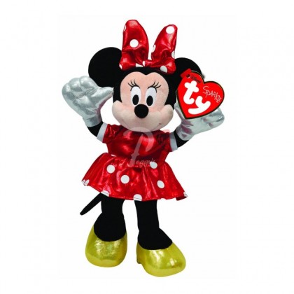 Jucarie plus Ty, Minnie Mouse rosu, sparkle, cu sunet