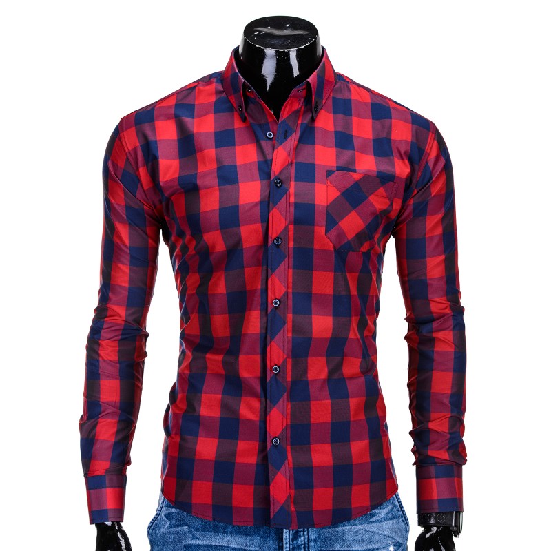 Camasa barbati K282-rosu/albastru