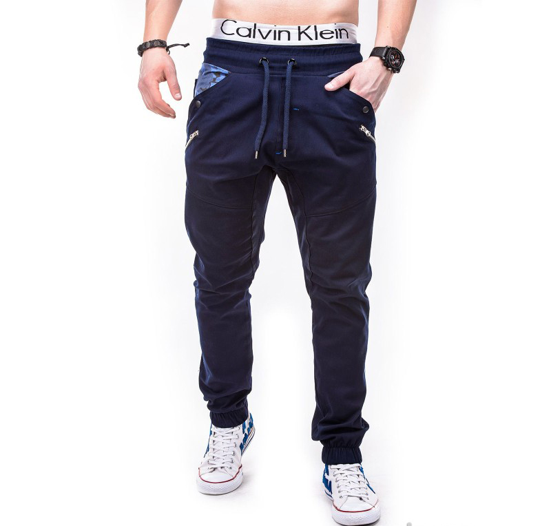 Pantaloni barbati cu insertii camuflaj - Navy - P301-navy