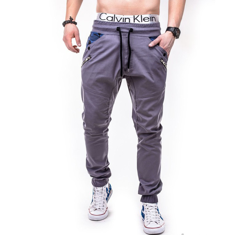 Pantaloni barbati cu insertii camuflaj P301-silver