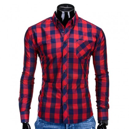 Camasa barbati K282-rosu/albastru