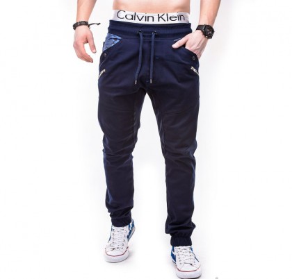 Pantaloni barbati cu insertii camuflaj - Navy - P301-navy