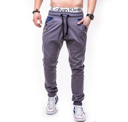 Pantaloni barbati cu insertii camuflaj P301-silver