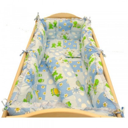Set lenjerie imprimata FLUFFY 6 piese pentru patut 120x60 - BebeDesign