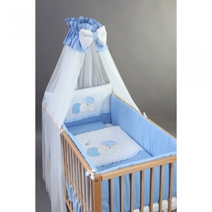 Set Lenjerie patut bebelusi si copii brodata 4 piese 120x60 Ursulet - BebeDesign