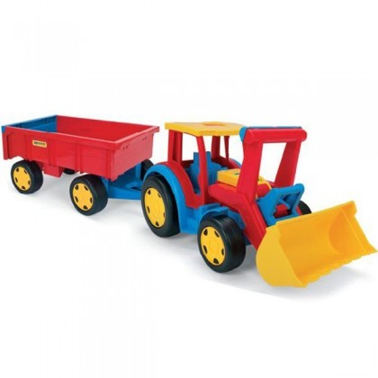 Tractor gigant cu escavator si remorca - Wader