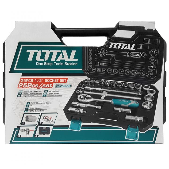 Trusa de chei tubulare 1/2 cu antrenor 25 piese Total Tools