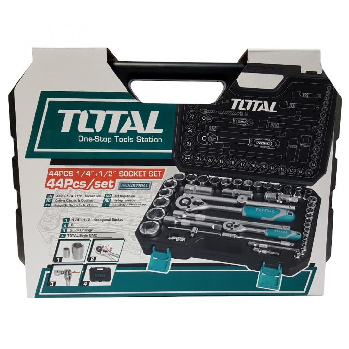 Trusa de chei tubulare 1/2 + 1/4 cu antrenor 44 piese Total