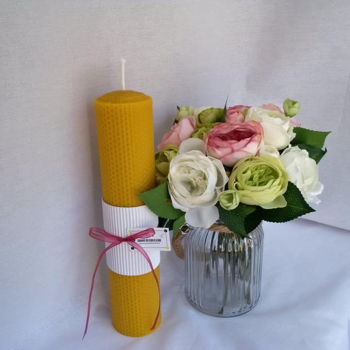 Lumanare ceara de albine pentru botez 30/6 cm