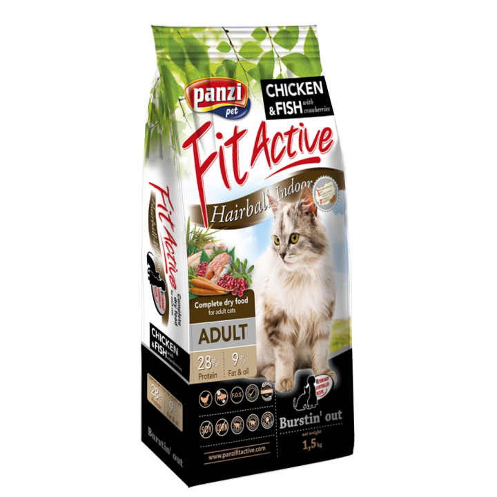 Hrana uscata pisici FitActive Cat Adult HairBall - Indoor