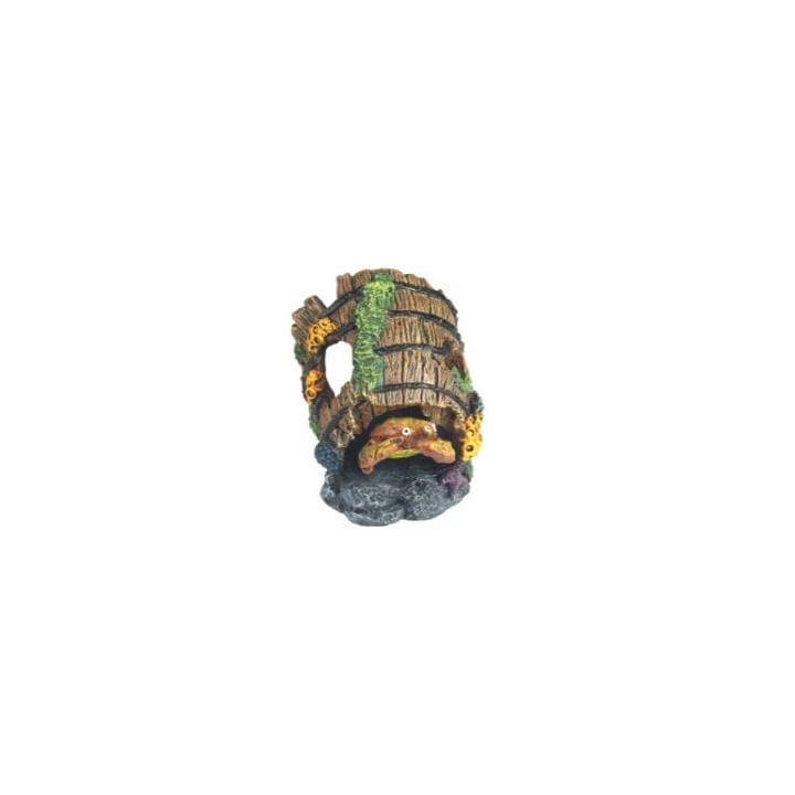 Decor acvariu butoi cu crab Boyu 13x10x9cm
