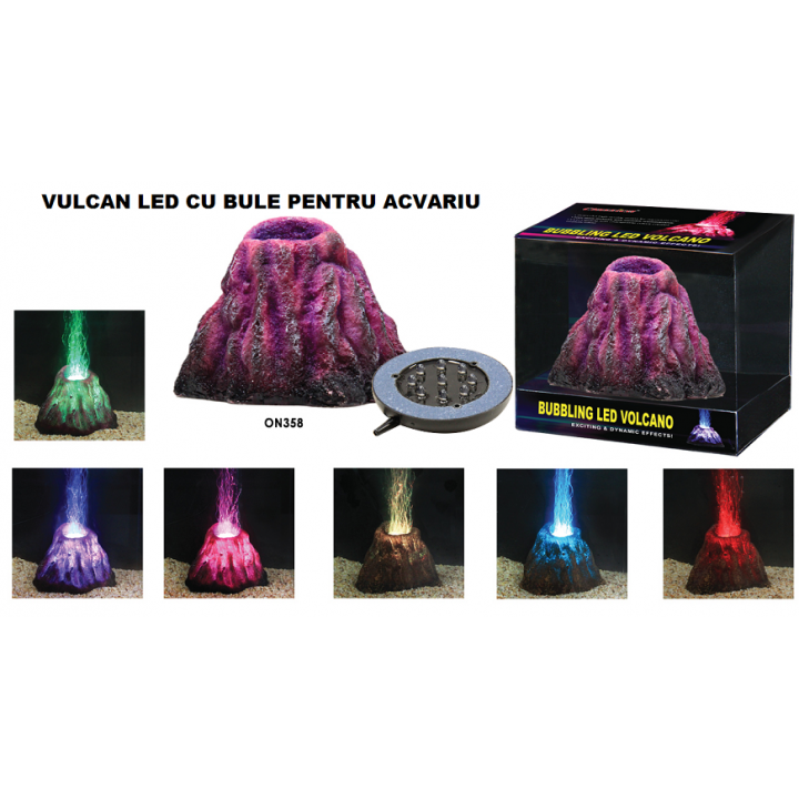 Vulcan LED cu bule de aer pentru acvariu