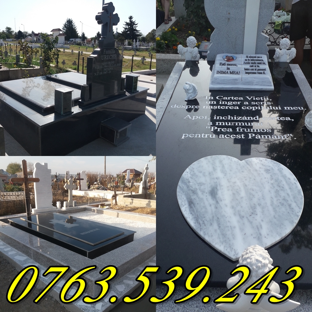 Placari lucrari funerare  cavouri cu granit marmura Monumente Funerare