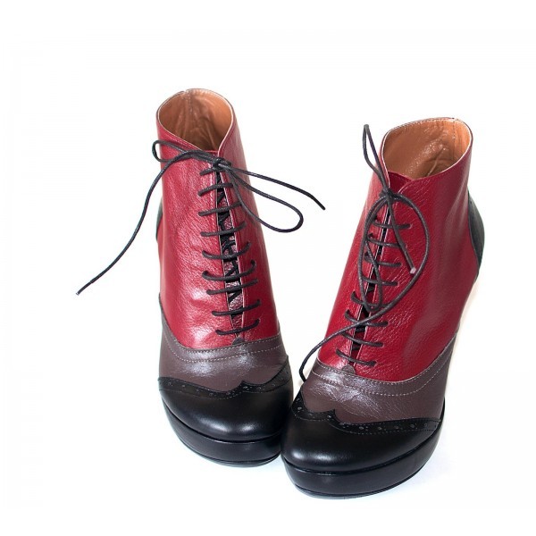 Botine cu Siret rosu/negru