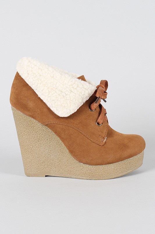 Botine doll cu siret, tan
