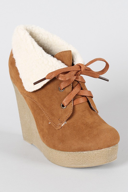 Botine doll cu siret, tan