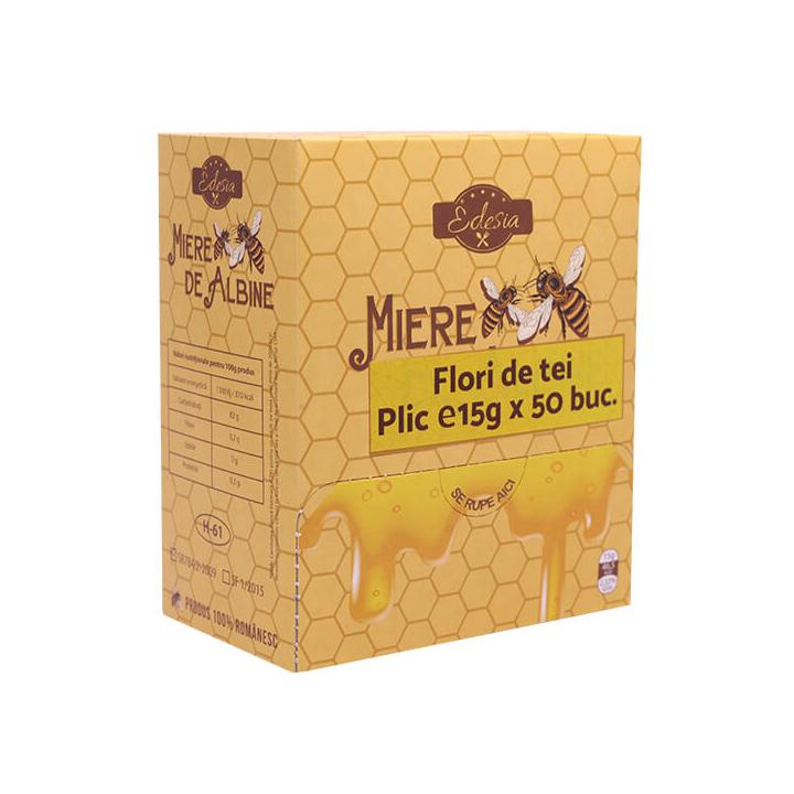 Miere de tei Edesia plic 15g, 6 cutii x 50 bucati/cutie