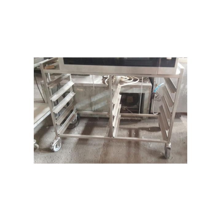 Carucior inox dublu cu 4 roti si frane, second hand