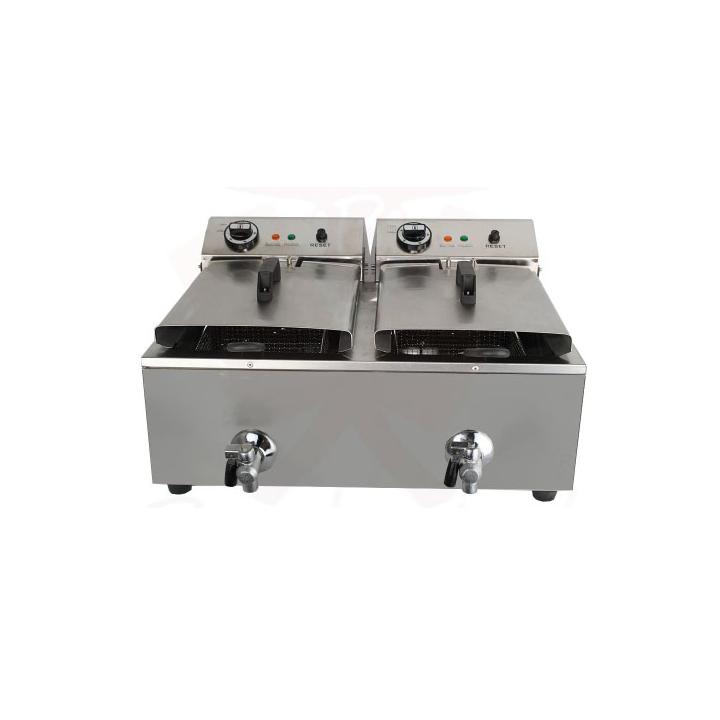 Friteuza electrica profesionala 10+10 litri cu robinet