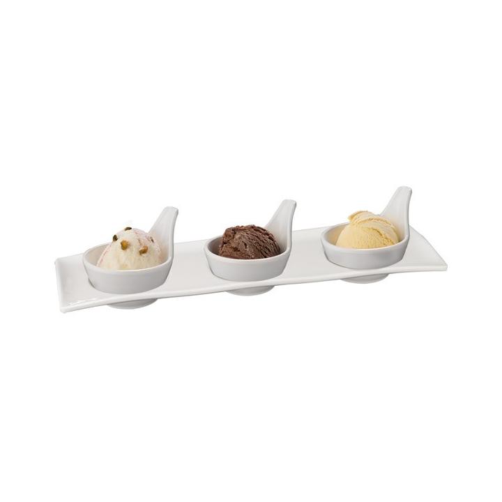 Set tava Gourmet (tava si 3 boluri) - melamina alba
