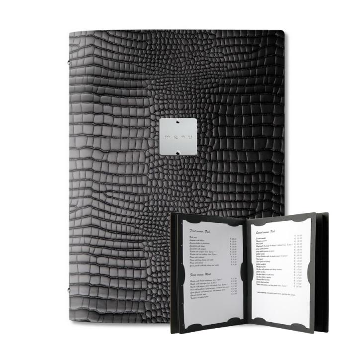 Coperta meniu Fashion Negru Kroko A4, flap