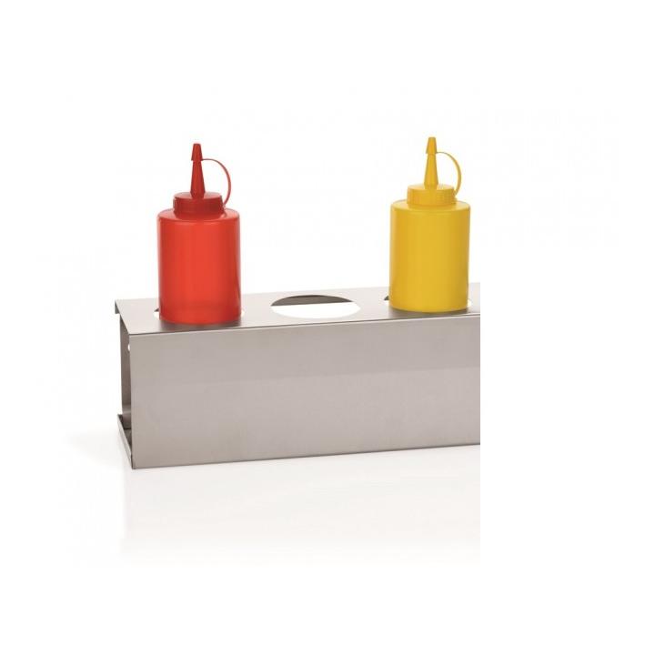 Suport inox pentru 3 flacoane sosuri, 33x10.5 cm
