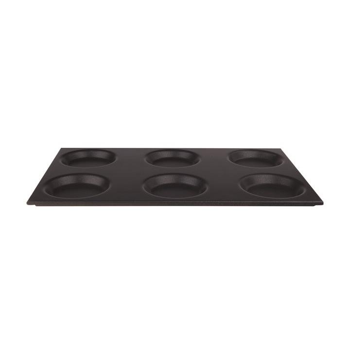 Tava GN din aluminiu cu 6 forme de 12.5 cm, antiaderenta