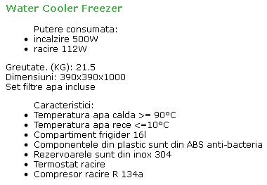 Sistem filtrare apa cu frigider