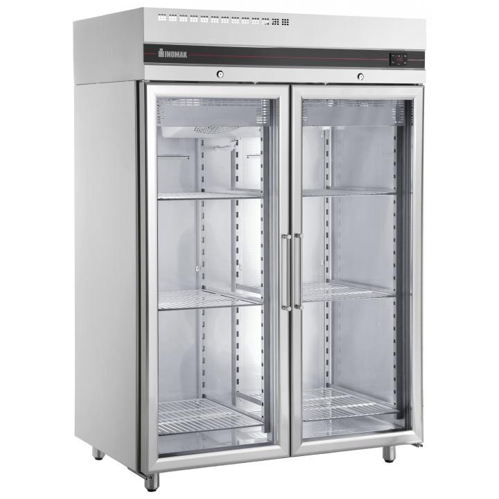 Frigider inox vertical cu 2 usi sticla