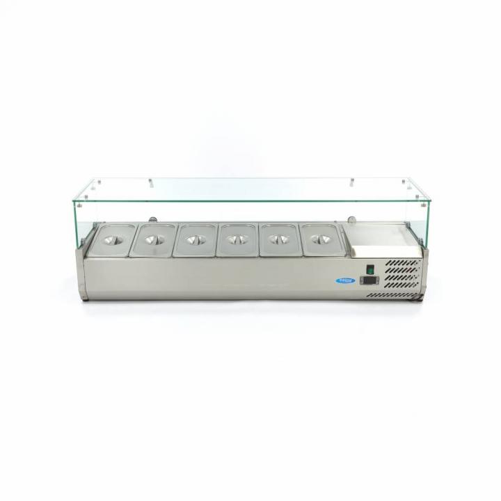 Vitrina ingrediente pizza/shaorma 140 cm , 6 x 1/3 GN