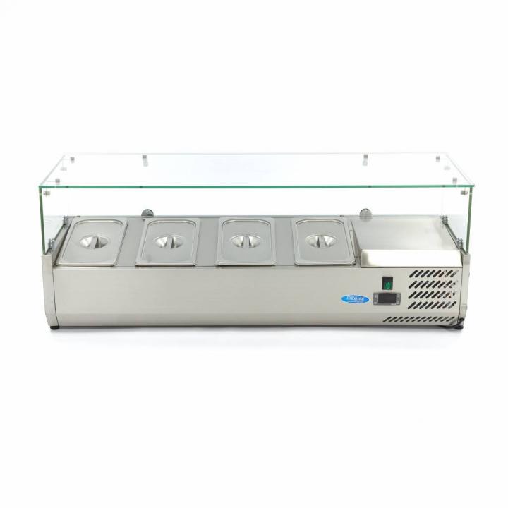 Vitrina ingrediente pizza/shaorma 120 cm, 4 x 1/3 GN
