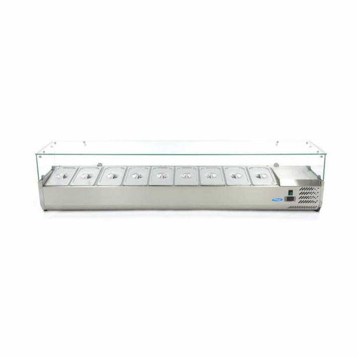 Vitrina ingrediente pizza/shaorma 200 cm, 9 GN de 1/3