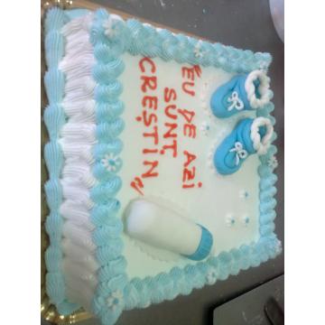 Tort botez cu biberon si botosei