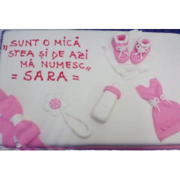 Tort botez cu decor de martipan