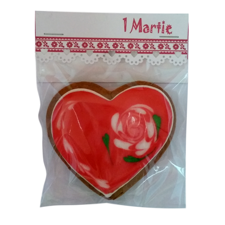 Martisor inima cu trandafir