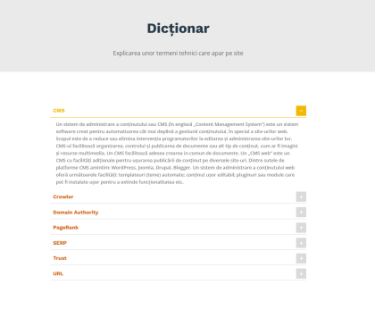 Dicționar explicativ despre Web design și SEO