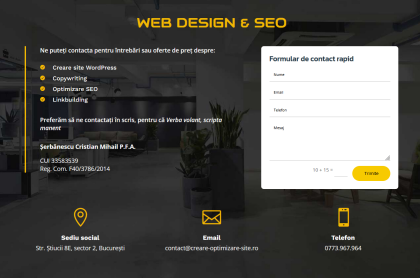 Contact agenție web design și optimizare SEO București