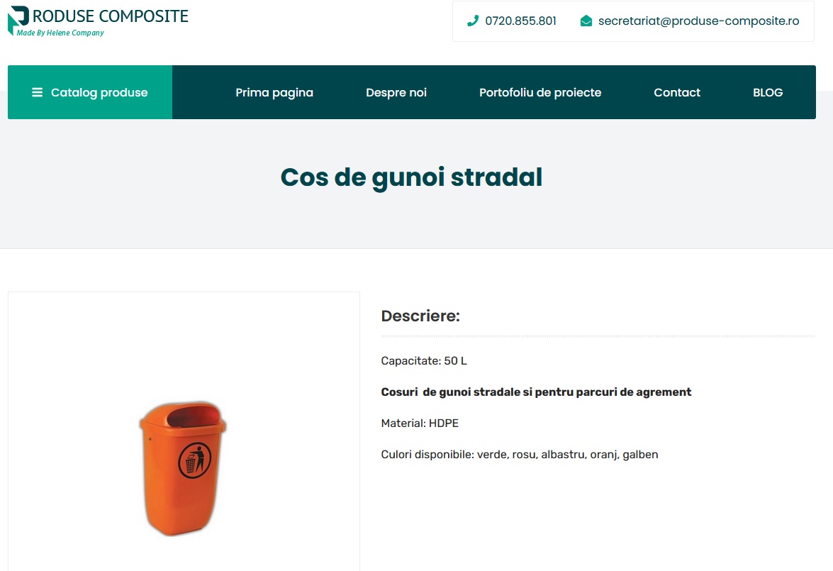Compania Helene comercializeaza cosuri de gunoi stradale din materiale composite in Romania