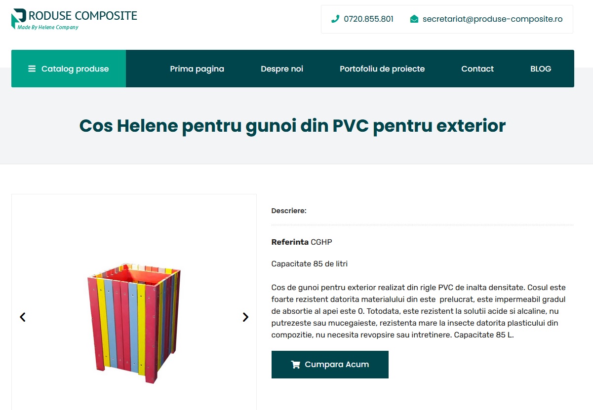 Cumpara un cos de gunoi din PVC pentru exterior de la compania Helene