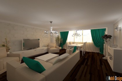 Apartament cu trei camere cu accente verzi