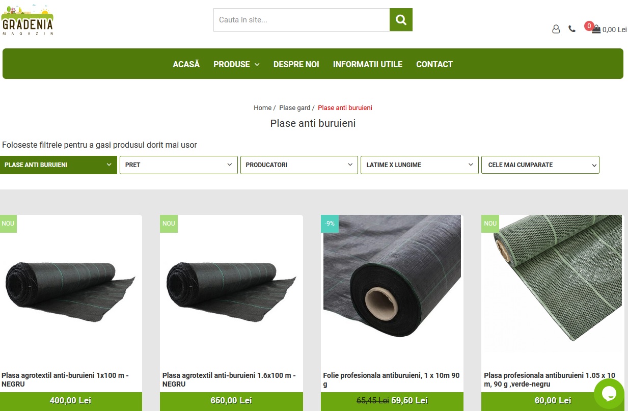 Oferte la plase antiburuieni doar la Gradenia