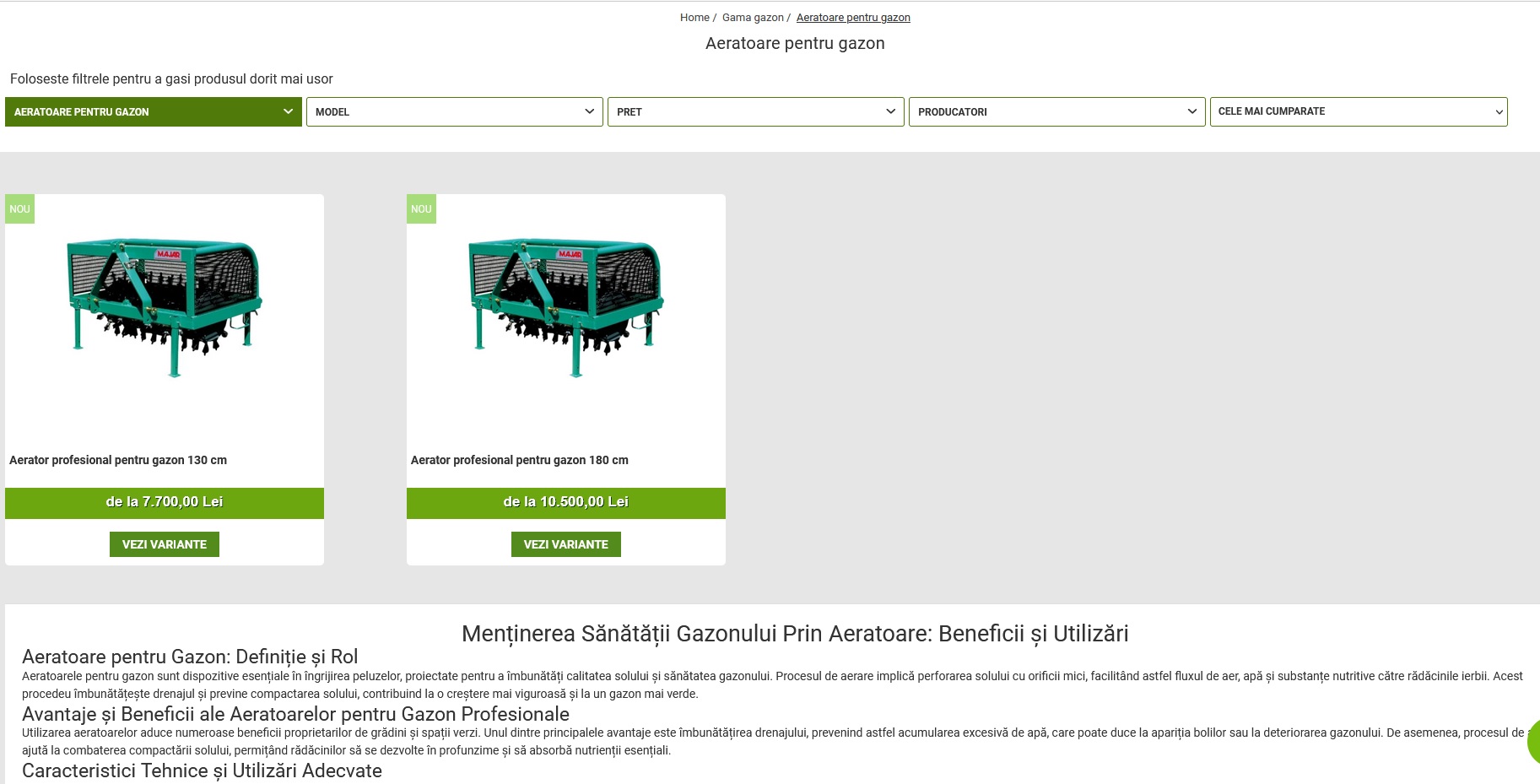 Vindem la pret bun aeratoare pentru gazon de diverse tipuri