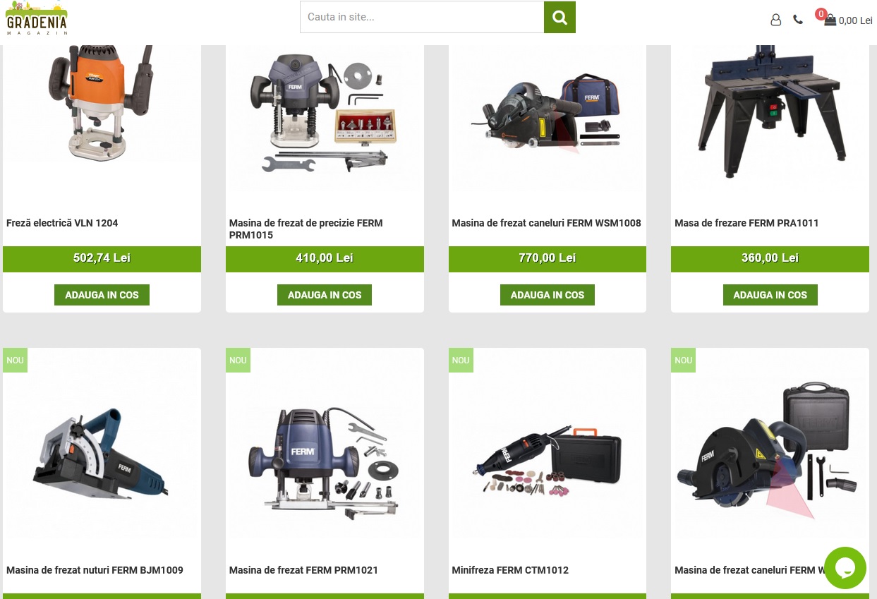 Magazinul online Gradenia va ofera freze electrice pentru tamplari