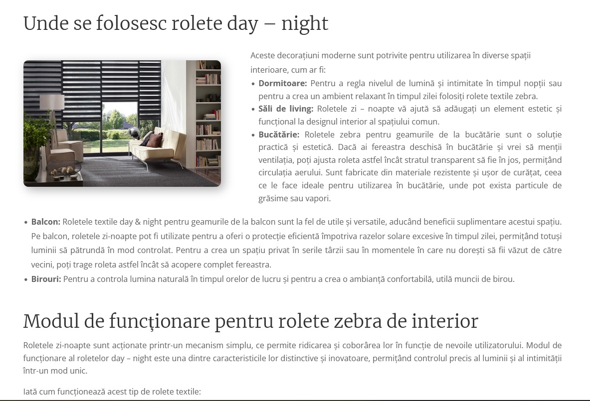 Fabrica ROLLAR pentru rolete textile zi - noapte / zebra