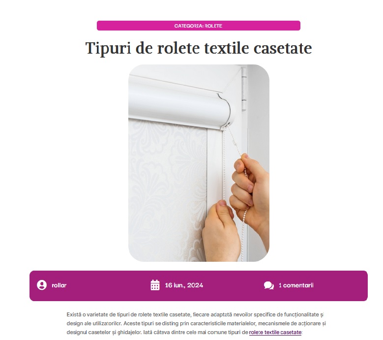 Descoperiți Tipurile de Rolete Textile Casetate