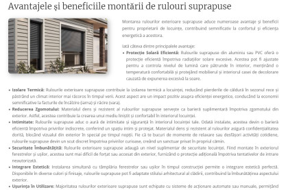Fabrica de rulouri exterioare suprapuse cu lamele din aluminiu sau PVC