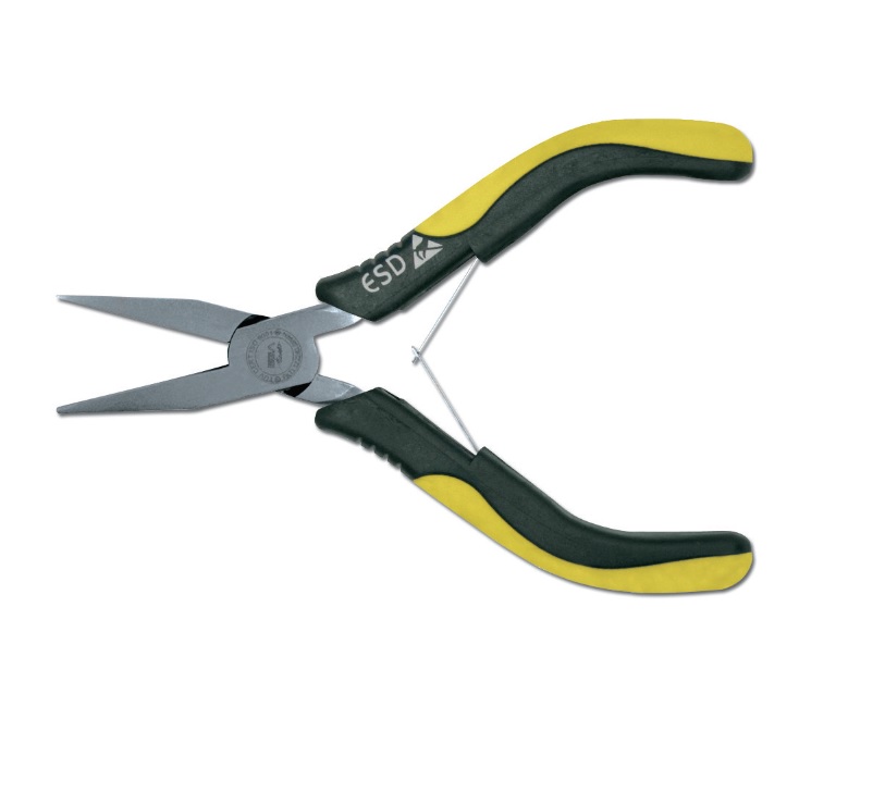 Cleste cu varfuri drepte ESD cu maner bimaterial, L 130 - EgaMaster ( 64731 )