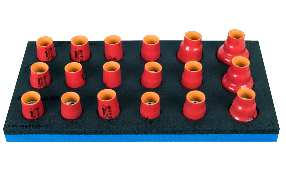 Set de capete chei tubulare izolate la 1000 V in modul SOS, DIM 8 - 32 / 18 piese - Unior ( 621790 )