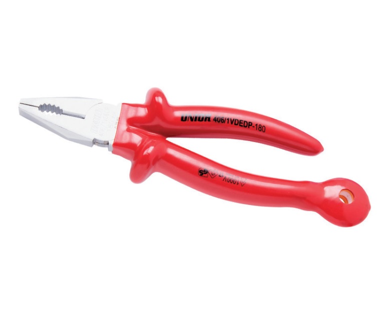 Cleste combinat izolat la 1000 V cu inel pentru carabiniera, L 180 mm - Unior ( 626963 )