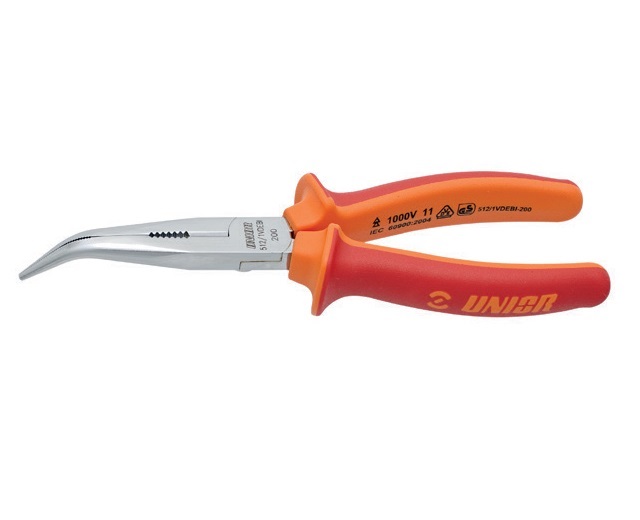 Cleste cu varfuri semirotunde indoite si tais izolat 1000 V, L 200 mm - Unior ( 610439 )